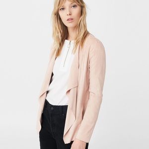 NWOT MANGO Waterfall Pink Faux Suede Jacket